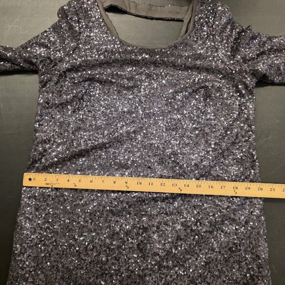 Torrid Dress Womens 00 All Over Sequin Sheath Party Holiday Gray Silver Sz 10 M - Picture 9 of 14